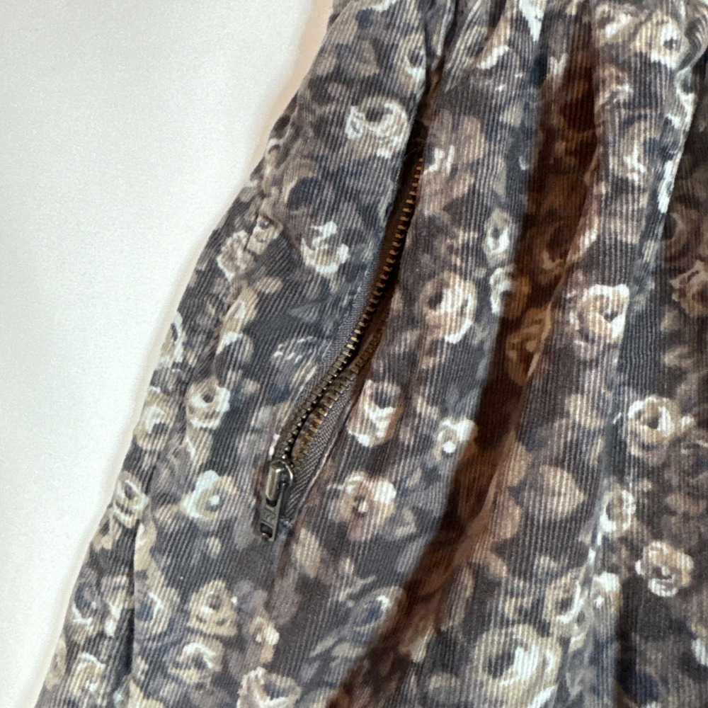 Baby Gap Size 2 T Girls Grey Brown Flowers Corduroy Dress Front Zippers Lined - Picture 3 of 8
